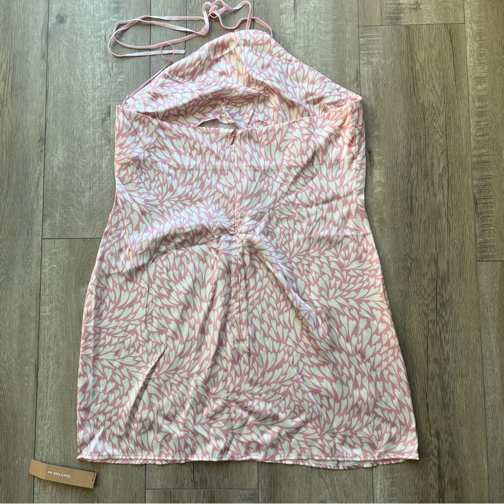 Reformation Poppie Heart Print Silk Halter Mini Dress - Picture 6 of 9